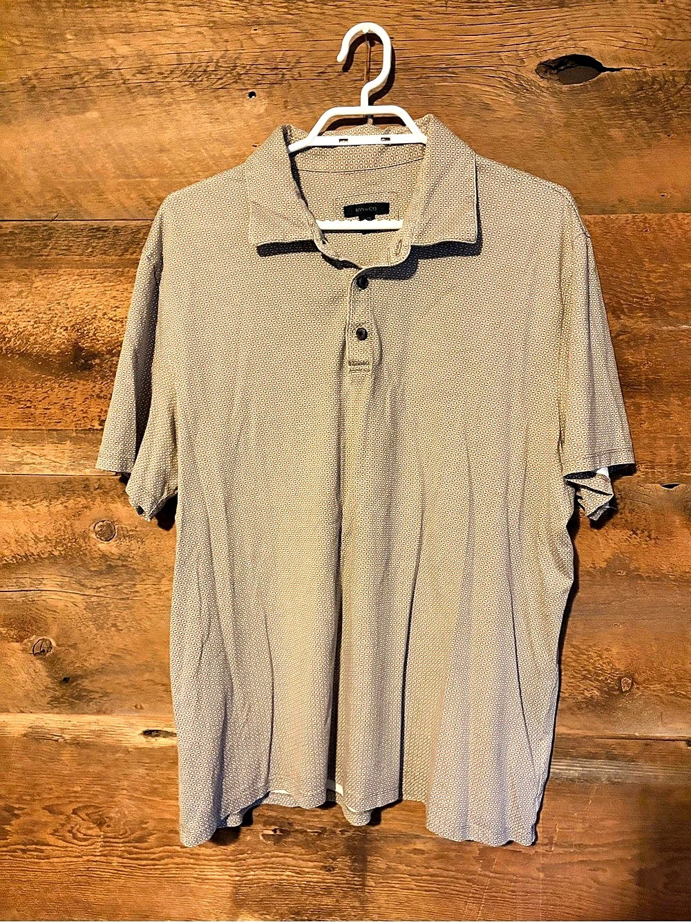 Vince Geo Jacquard Short Sleeve Polo Men's Brown